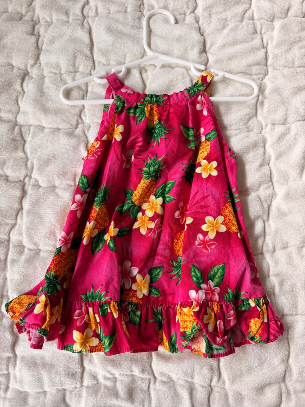 Girls' Bright Pink Pineapple Halter Sundress for Kids